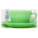 Vntg Fire King jadeite jane ray cup & saucer
