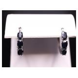 2CT GENUINE ONYX HOOP EARRINGS