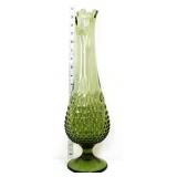 MCM 17in green hobnail swung vase