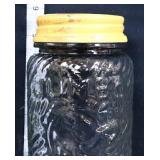 Round glass peanut butter jar w/ lid