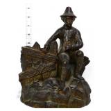 Vintage redware miner figure cigar holder
