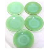 5 vntg Fire King jadeite jane ray 5.75in saucers