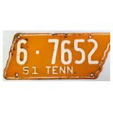 1951 state shape TN license plate