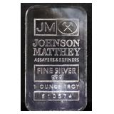 1 troy ounce Johnson Matthey silver bar
