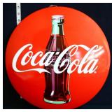 Round 16in metal red Coca Cola button sign