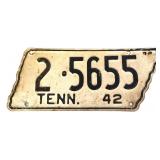 1942 state shape TN license plate