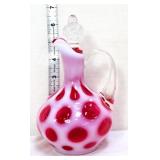 Fenton cranberry/white coin dot cruet