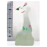 Fenton 3in satin happy cat w/ butterflies