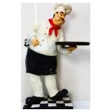 27in tall figural chef holding serving tray