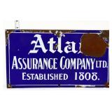 Vntg porcelain 16x9 Atlas Assurance Co sign