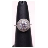 STERLING ROUND CUT WHITE SAPPHIRE RING, LAB GROWN