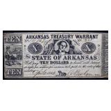 1862 Arkansas $10 Treasury Warrant