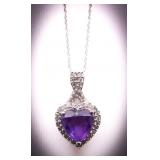 Amethyst heart necklace, lab grown
