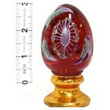 Fenton dark rose egg w/ green/purple leaves