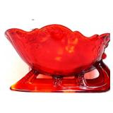 Amberina glass sleigh