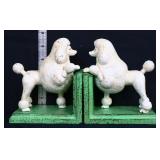 Pair cast iron white poodle bookends