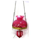 Fenton cranberry opalescent hobnail hanging light