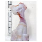 Fenton 6in orange/white slag happy cat figure