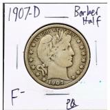 1907D barber half dollar