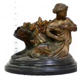 Vintage redware sitting lady figural cigar holder