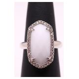 White gemstone dinner ring, lab created