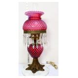 Fenton cranberry opalescent hobnail lamp