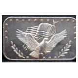 1 troy ounce eagle with flag silver bar