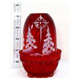 Fenton ruby red Star Bright winter fairy lamp