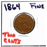 1864 2 cent coin