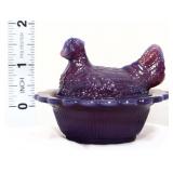 Mosser miniature amethyst opalescent hen on nest