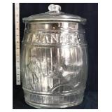 Clear glass Planters Peanuts canister