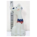 Fenton 6in white satin patriotic happy cat