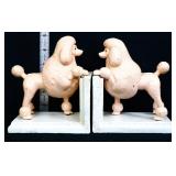 Pair cast iron pink poodle bookends