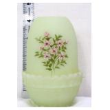 Fenton custard fairy lamp w/ pink daisies