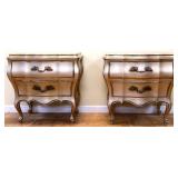 Pair gold 2 drawer bombay french nightstands