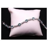 Blue & white topaz bracelet, lab created