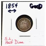 1854 arrow date seated liberty half dime