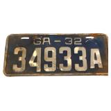 1932 Georgia license plate