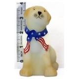 Fenton 4in dog figure w/ patriotic bandana