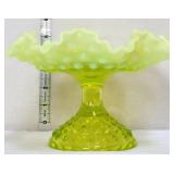 Fenton topaz opalescent hobnail 8in wide compote