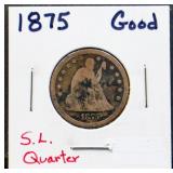 1875 seated liberty quarter