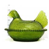 Vintage olive green hen on nest see photos