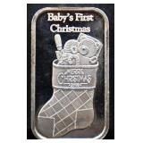 1 troy ounce 2008 Babys First Christmas silver bar