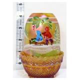 Fenton amber iridescent Winter Memories fairy lamp