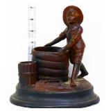 Vintage redware standing boy figural cigar holder