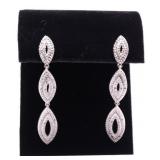 Pair white sapphire dangle earrings lab created