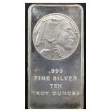 10 troy ounce indian face silver bar