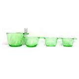 Set of 4 green glass measuring scoops