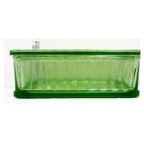Large square green depression fridge dish w lid