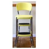 1950s yellow metal folding kitchen stool